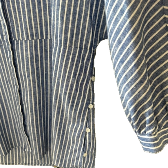 🆕️ Zara TRF Blue & White Stripes Shirt Dress. A-Line (Cotton-Linen) NWOT - Picture 9 of 12
